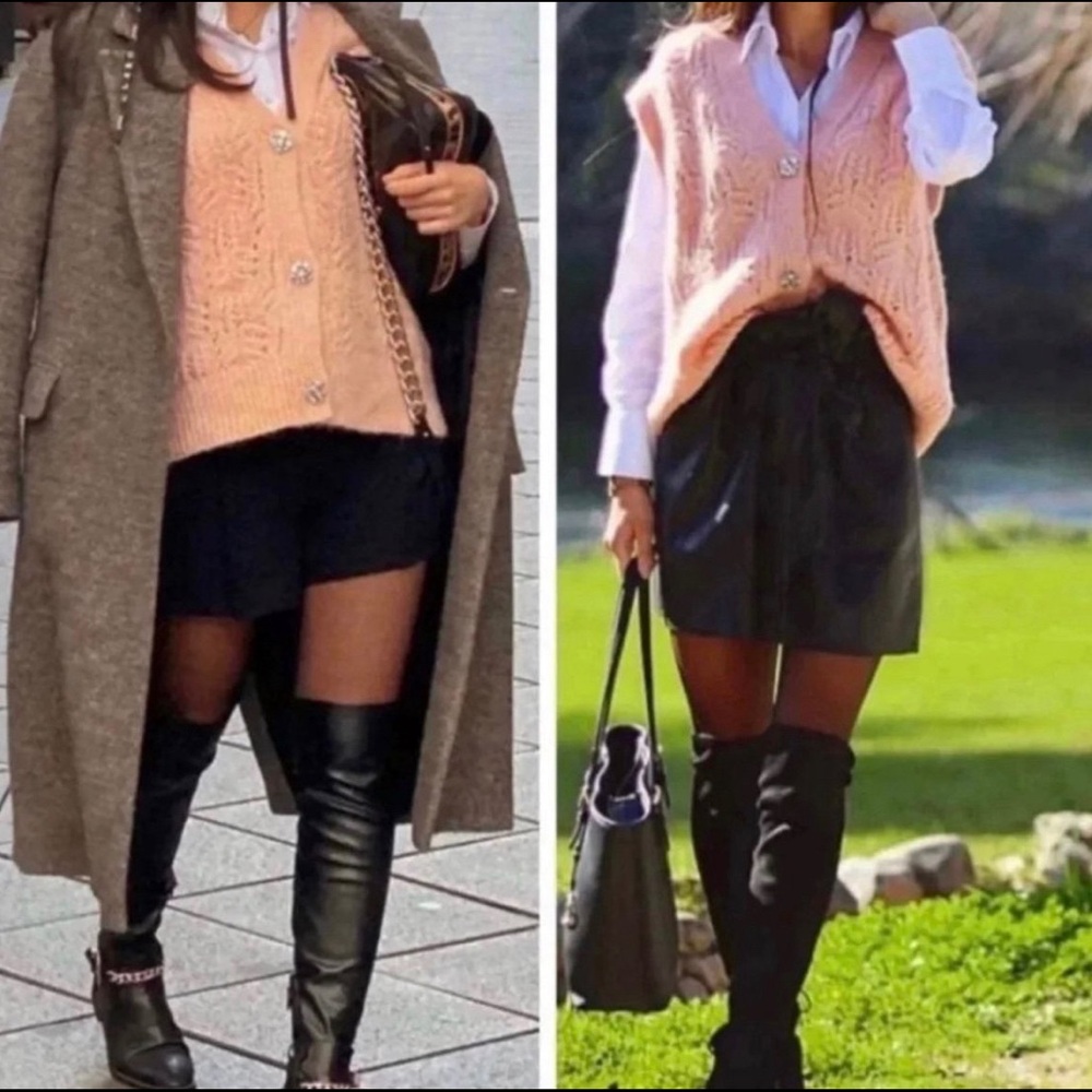 NWT ZARA Jewel Button sleeveless knit vest Blogger Fav.